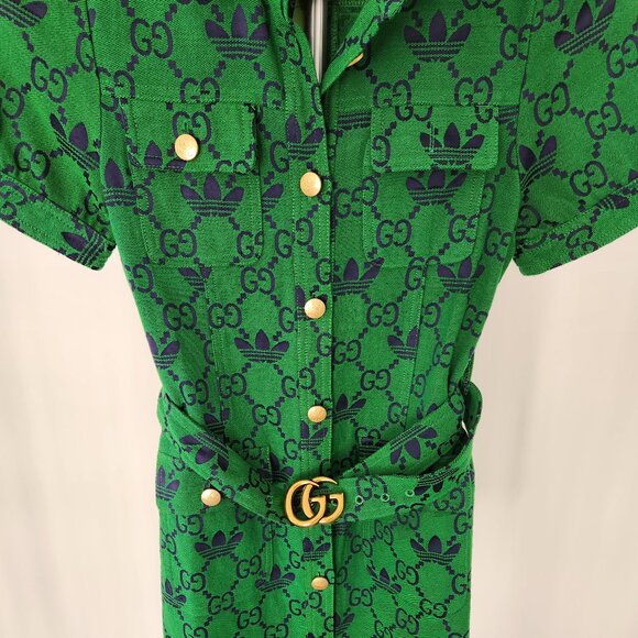 Gucci Emerald Green Mini Dress with Gold Accents - Picture 3 of 5